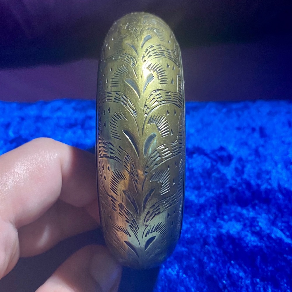 Solid Brass Bracelet with Etching - Picture 3 of 5